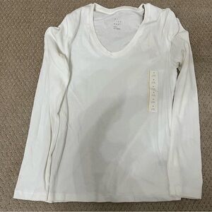 A New Day Scoop Neck Ribbed Women's White Long Sleeve Top (2 for sale)